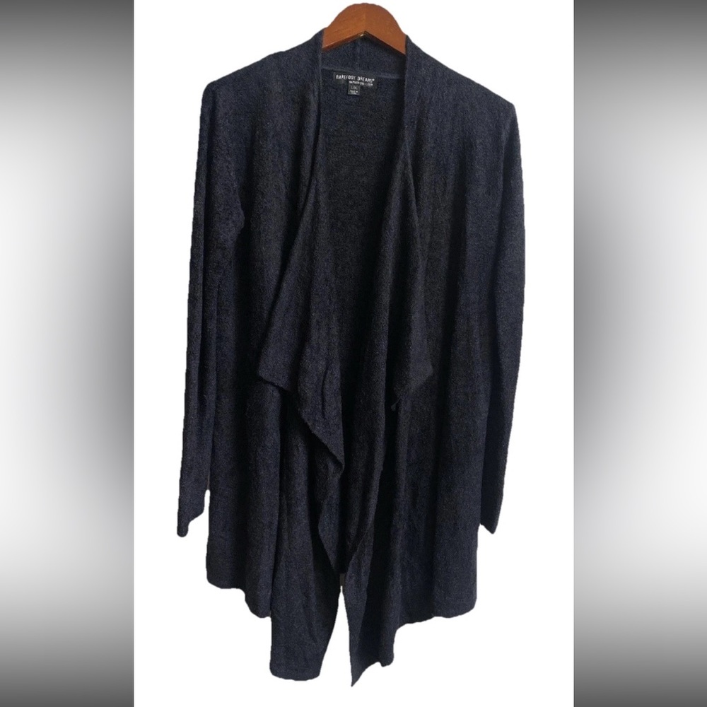 BAREFOOT DREAMS Cozychic 436 Bamboo Calypso Wrap Cardigan Black Size L/XL EUC